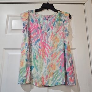 Lilly Pulitzer Multicolor  Shelly Tunic V-Neck Top Size XS {Box12}